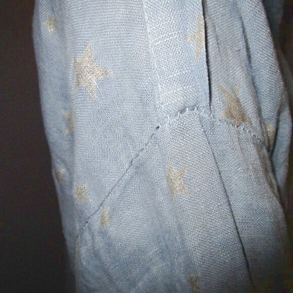 Linen Womens Jacket Size XL Pockets Full Zip Hoodie Long Sleeves Metallic Stars - Picture 7 of 12